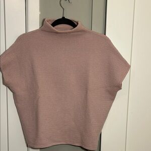 Cynthia Rowley 100% Cashmere Mockneck Ribbed Short Dolman Sleeve Sweater